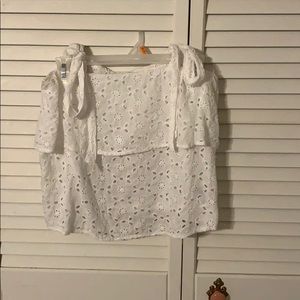 Lace crop top with tie straps